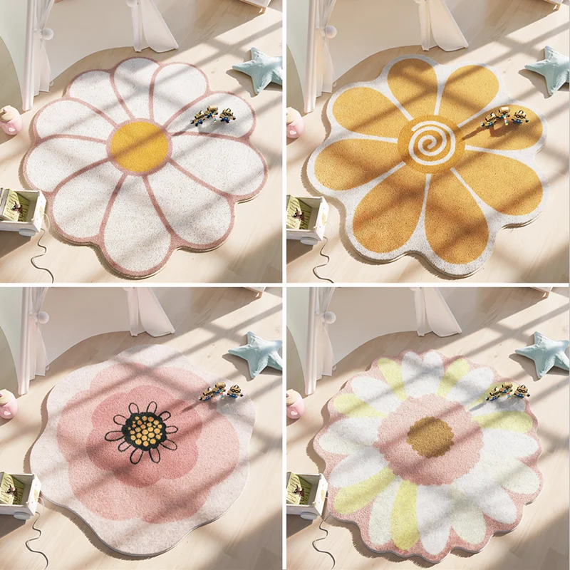 

Цветочный Коврик для спальни, гостиной, детской комнаты, круглый модный милый красочный напольный коврик, мягкий пушистый коврик-подставка ...