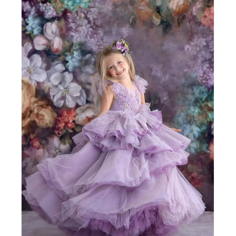 2023 New Baby Girls Dress for Kids Party Evening Ball Gown Flower Girl Elegant Dresses Wedding Birthday Costume Children Vestido