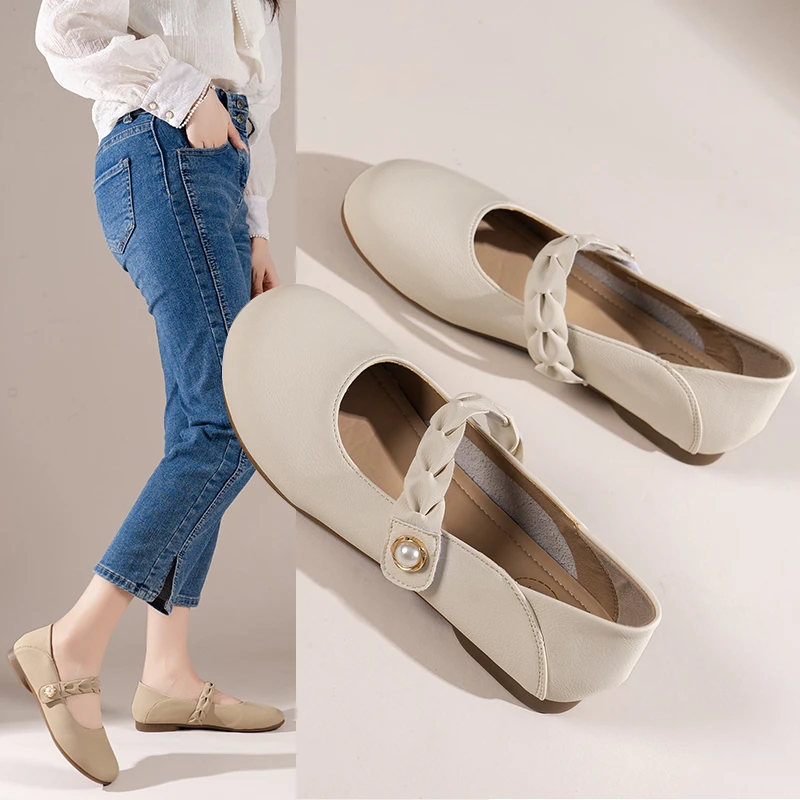 

2023Womens Loafers Shoes Round Toe Autumn Female Footwear Modis Oxfords Soft Shallow Casual women's ballet flats