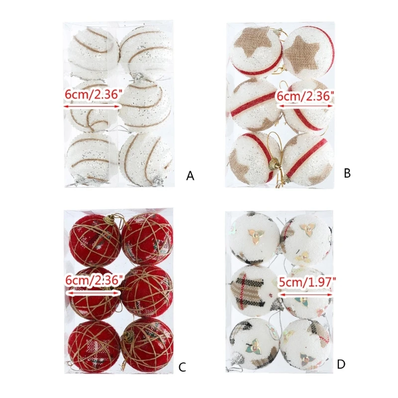 

6 шт., 6 см, блестящие подвески для украшения ёлки