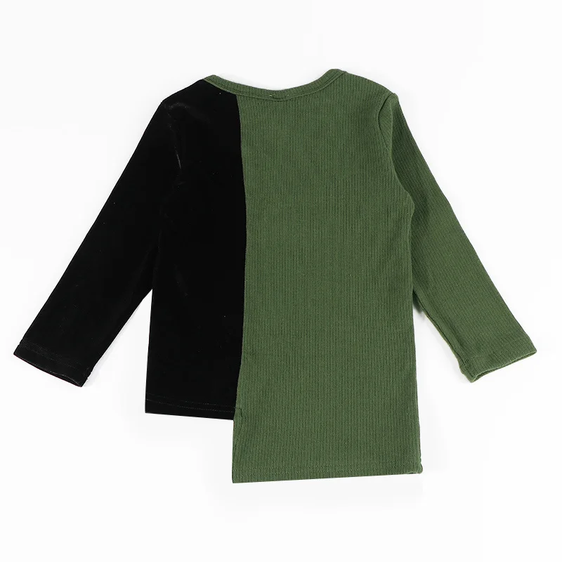 Рубашка в рубчик для мальчиков Топ с длинным рукавом Детская футболка открытым