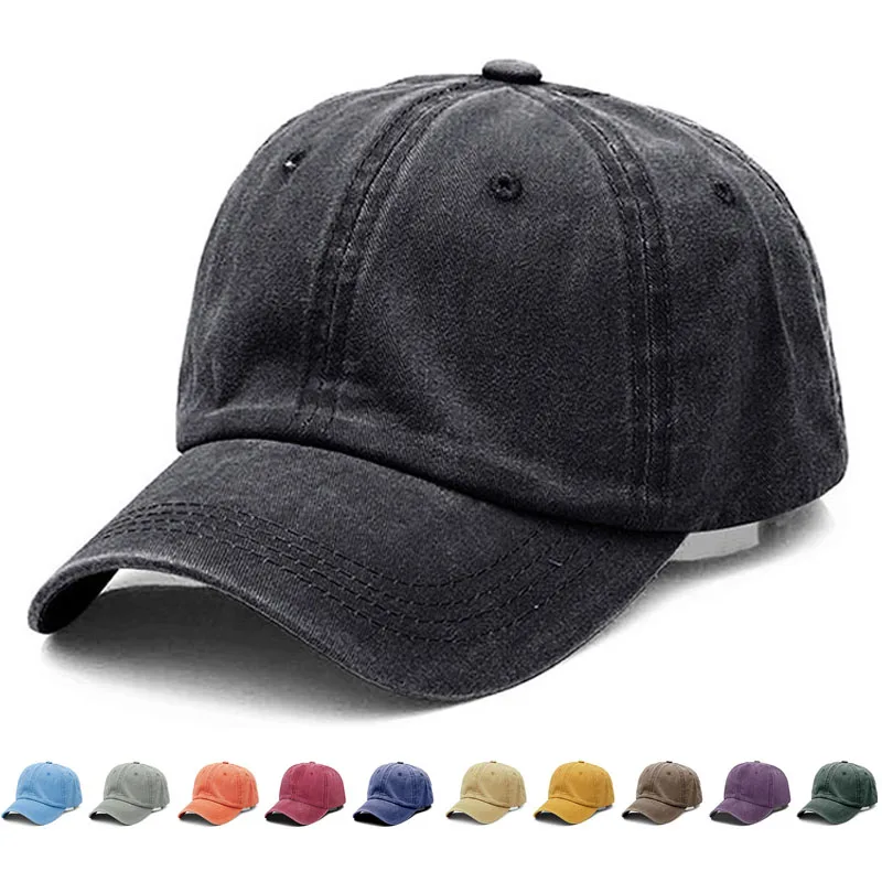 

Washed Cotton Solid Plain Baseball Cap Retro Adjustable Dad Hats Gift for Men Women