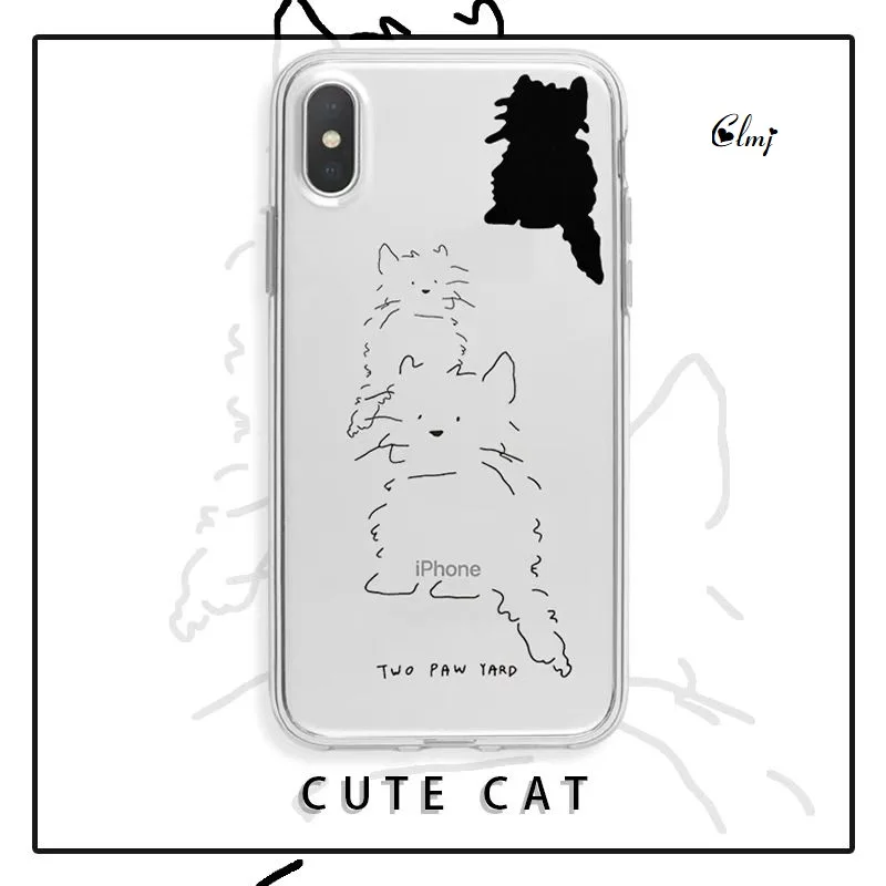 

Clmj Cute Simple Cat Phone Case For iPhone 11 Pro X 14 Plus 12 Mini 13 XR XS Max For Samsung Galaxy S23 S22 Silicone Cover INS