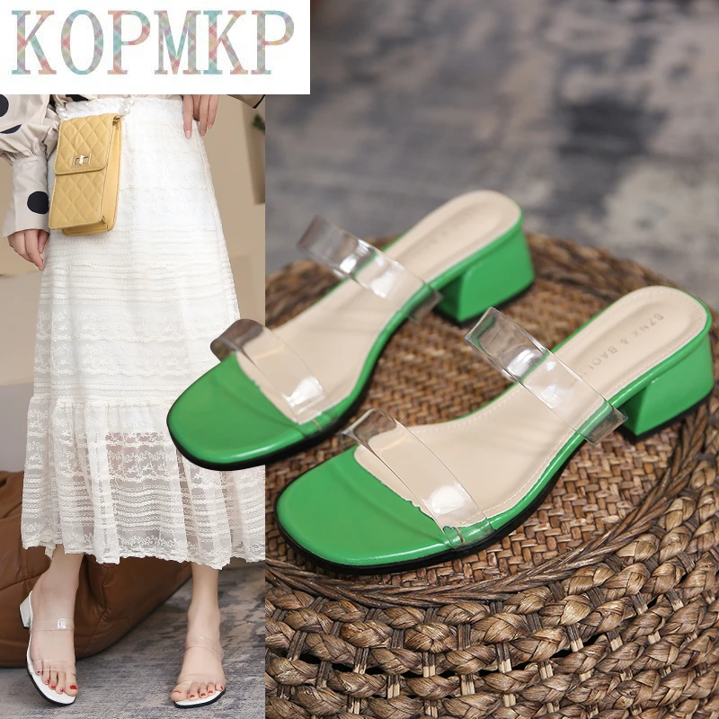 

Новинка 2022, флуоресцентные зеленые женские тапочки, прозрачная фотосессия из ПВХ, женская модель 40