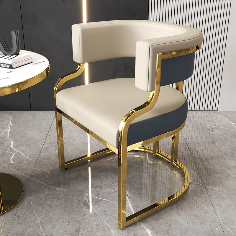 

Designer Comfortable Dining Chairs Leather Clear Gold Legs Adults Chairs Minimalist Dine Soft Fauteuil Salon Interior Furniture