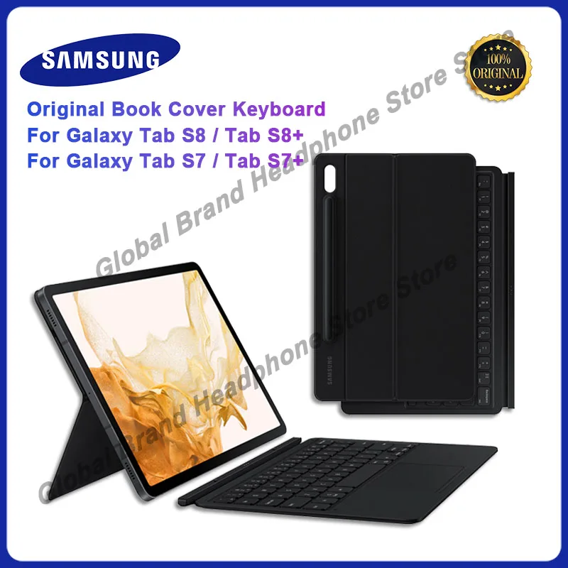

Официальный чехол-книжка для Samsung, чехол для клавиатуры для планшетов S7 plus S8 + 12,4 "Galaxy Tab S8/S7 11, чехол-подставка с сенсорной панелью