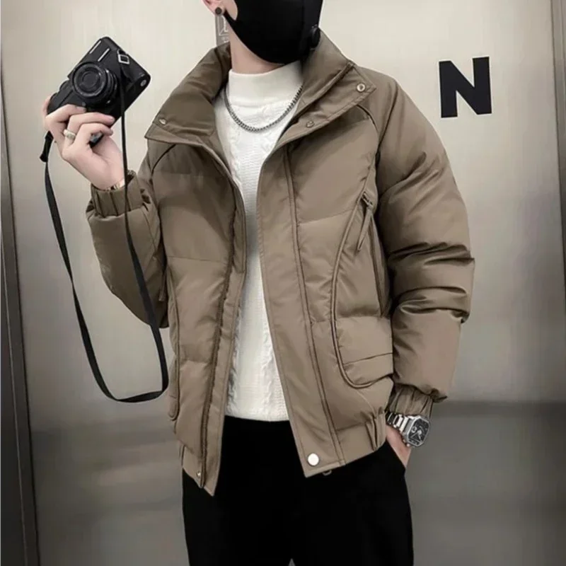 Пуховик мужской с воротником-стойкой короткое зимнее пальто для мужчин Harajuku Joker