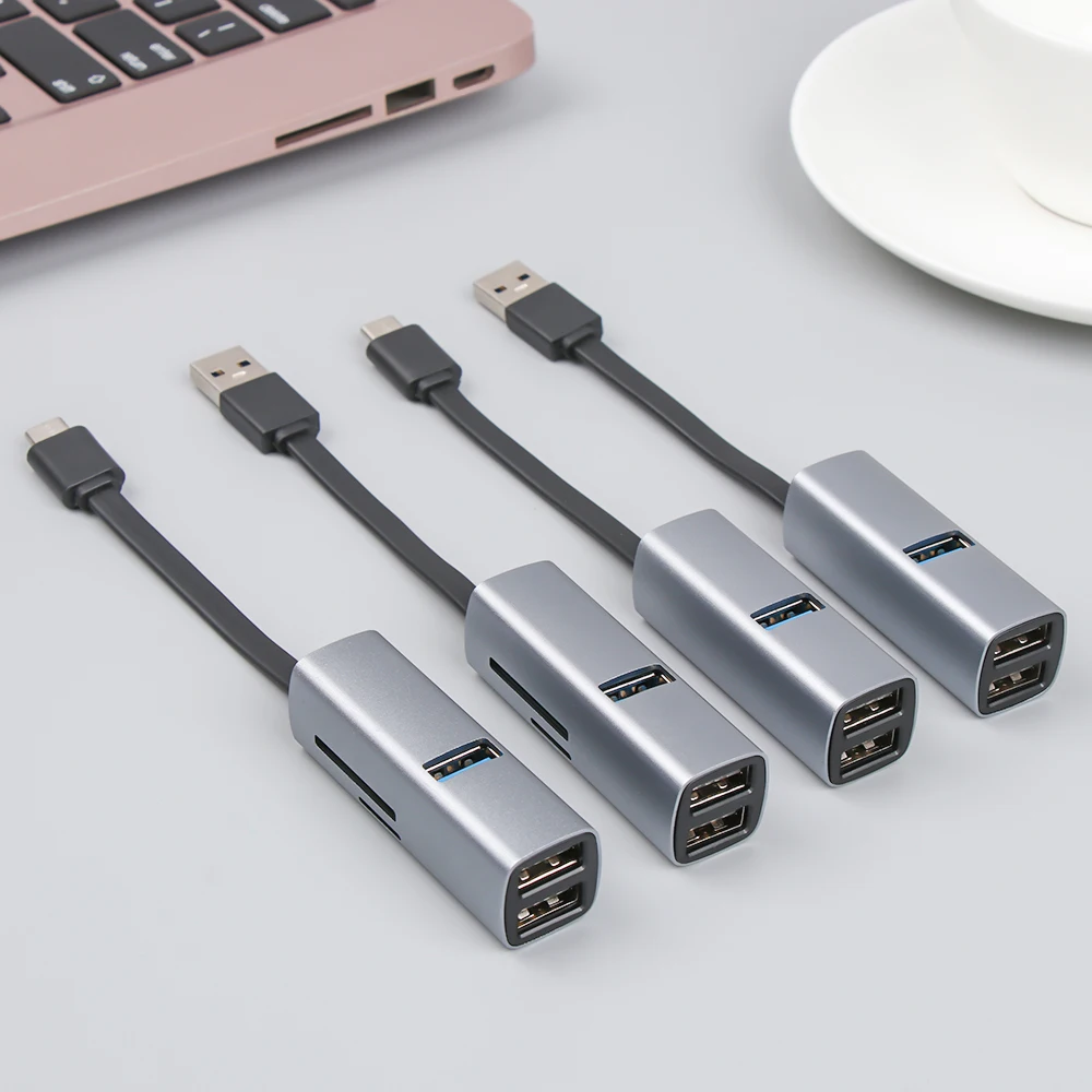 USB C HUB Type-C Dock Station 3 Port 5 Port USB 3.0 Splitter Expander OTG Adapter for Mobile phone Laptop Car Aluminium Alloy