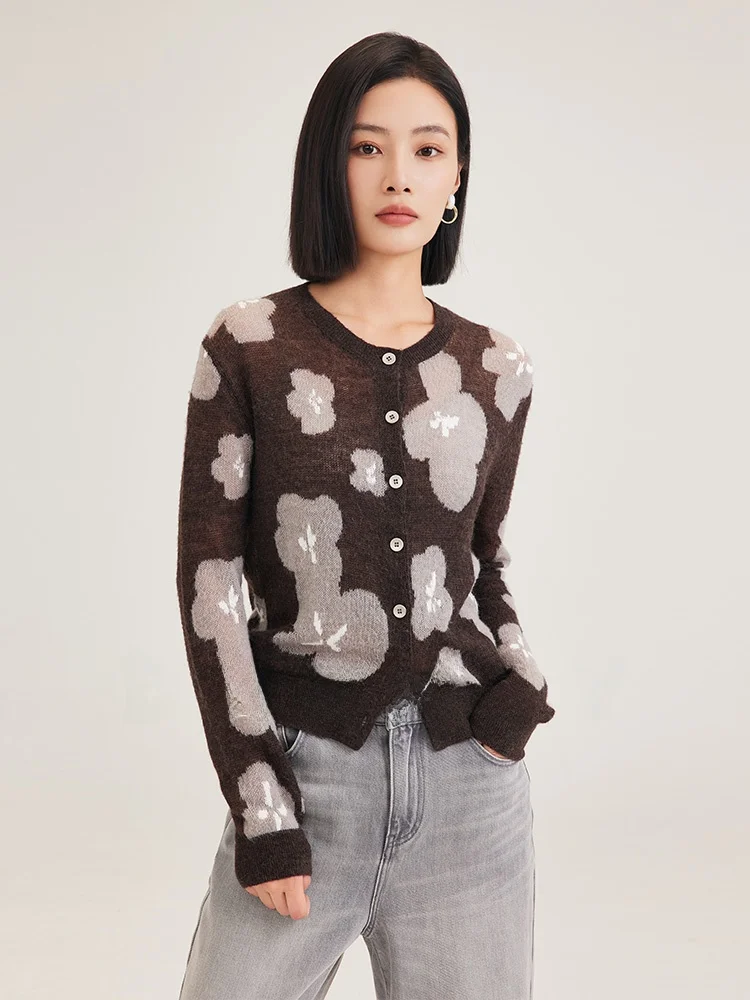 Demmov Высококачественный вязаный кардиган из мохера для женщин новинка зимы 2024