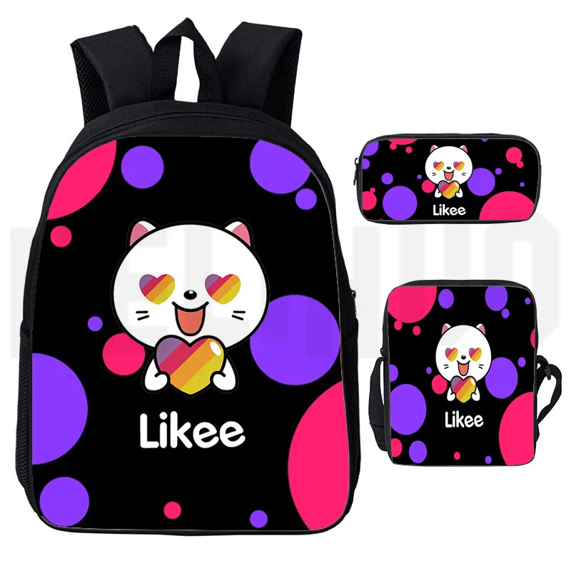 

3D Print "LIKEE 1 (Like Video)" Backpack Russia Type Likee Bag 3pcs/set Zipper Pencil Case Back Pack Bookbag Girls Boy
