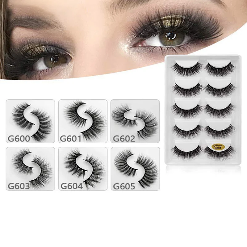 

5 пар толстых моделей накладных ресниц из норкового волоса