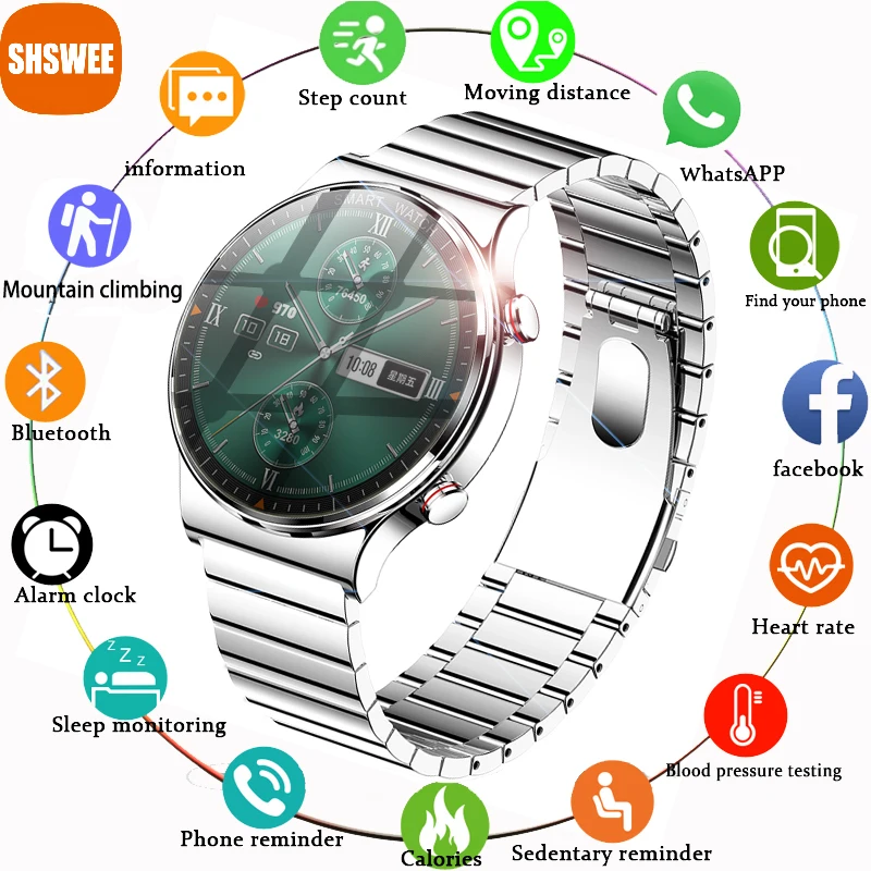 

Смарт-часы с Bluetooth-вызовом для мужчин и женщин, водонепроницаемые спортивные Смарт-часы с большим аккумулятором на 400 мАч для Samsung, Apple, Xiaomi, ...