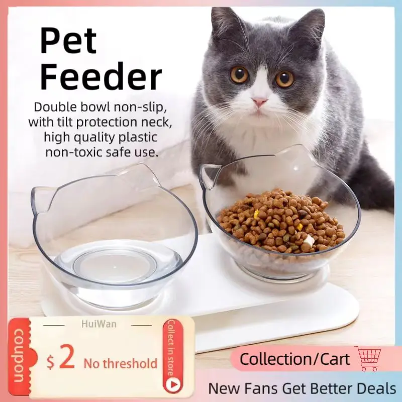 

Non-Slip Double Cat Bowl Pet Water Food Feed Dog Bowls Pet Bowl With Inclination Stand Cats Feeder Feeding Bowl Kitten Supplies