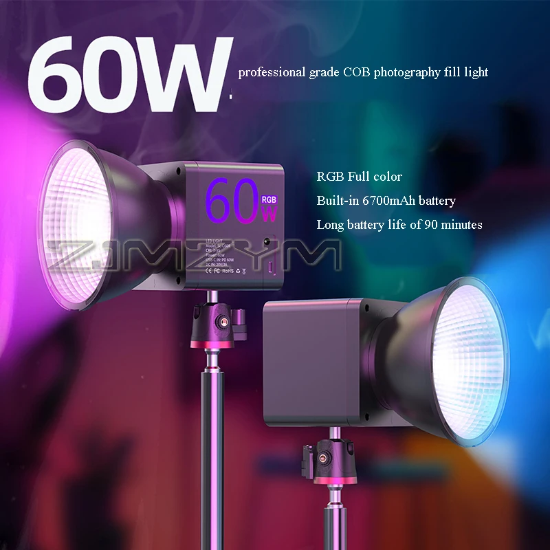 60 Вт фотография заполняющий телефон портативный COB RGB видео телефон 2500-6500K 6700 мАч для наружной студийной видеозаписи съемки (art.: 3920c966e08bd) - 3920c966e08bd