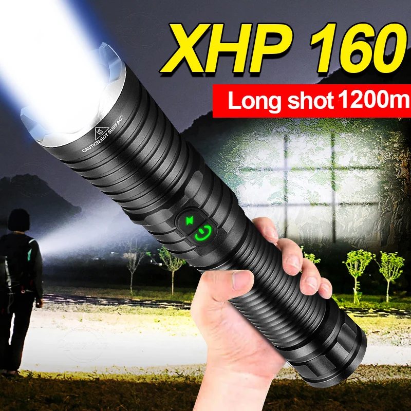 

Super XHP160 Powerful LED Flashlight Rechargeable Tactiacl Torch Light XHP100 High Power Led Flashlights Outdoor Hunting Lantern