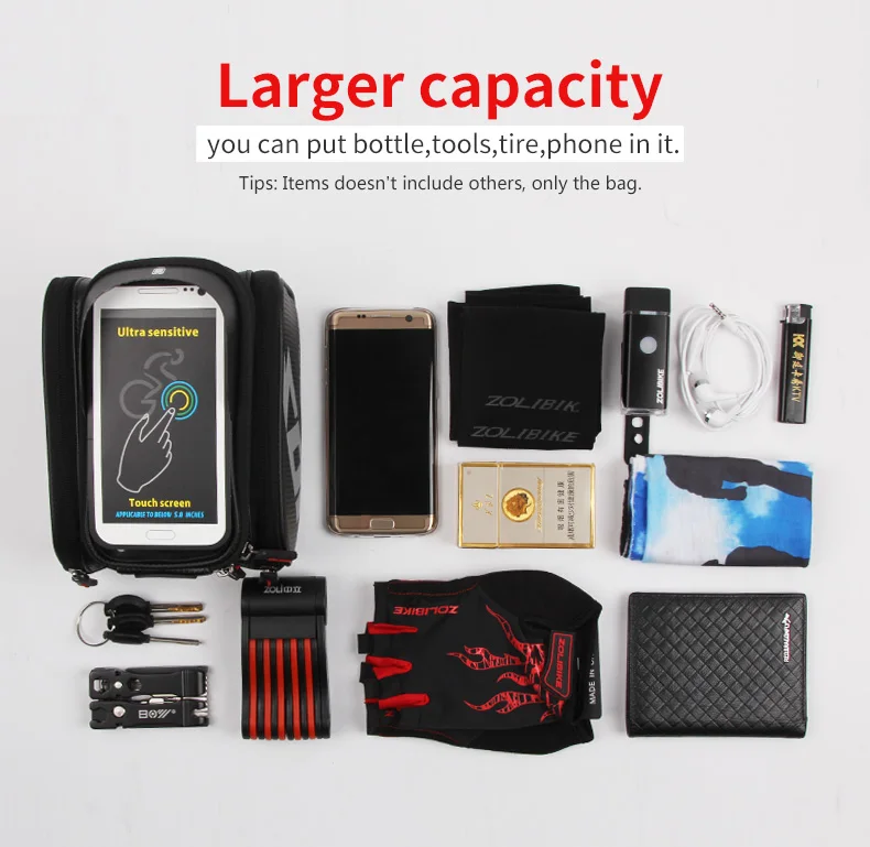 new waterproof touch screen bicycle bag frame front top bike bag double pouch cycling bag big in cell phone accessories free global shipping