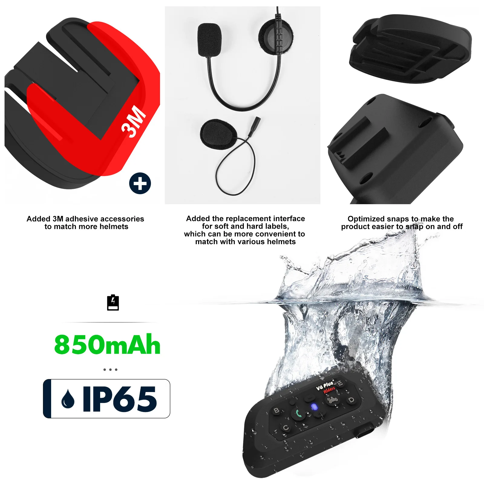 Motorcycle Helmet Walkie-talkie Intercom Bluetooth 5.1 5 People 1500M Talking Universal Pairing Waterproof Interphone Headset enlarge