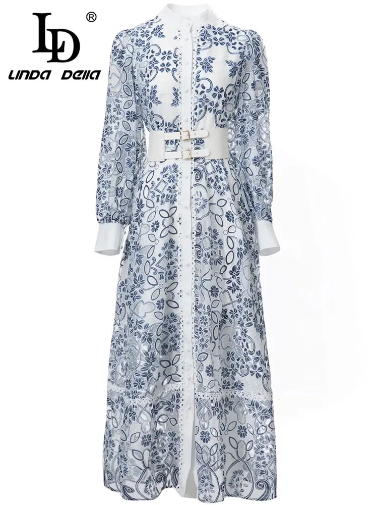 

Женское платье с рукавами-фонариками LD LINDA DELLA, однобортное праздничное элегантное платье с принтом, Осень-зима