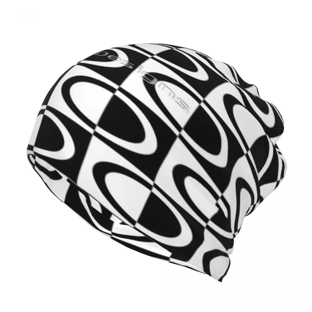 

Black On White Circles And Squares Multifunction Beanie Hat Fashionable Unisex Flexibility Hat Soft Fabric Nice Gift
