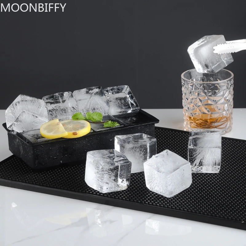 

4/6 Grid Large Ice Tray Giant Jumbo Mold Large Food Grade Silicone Ice Cube Tray Square Mold DIY Ice Maker Ice Cube Tray