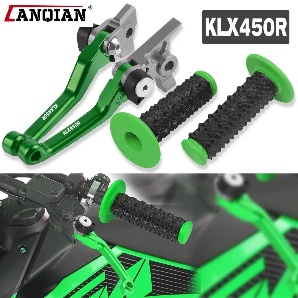 

Motorcycle CNC Aluminum Dirt Bike Brake Clutch Levers Rubber Handle Bar For Kawasaki KLX 450R KLX450R 2008-2014 2015 Accessories