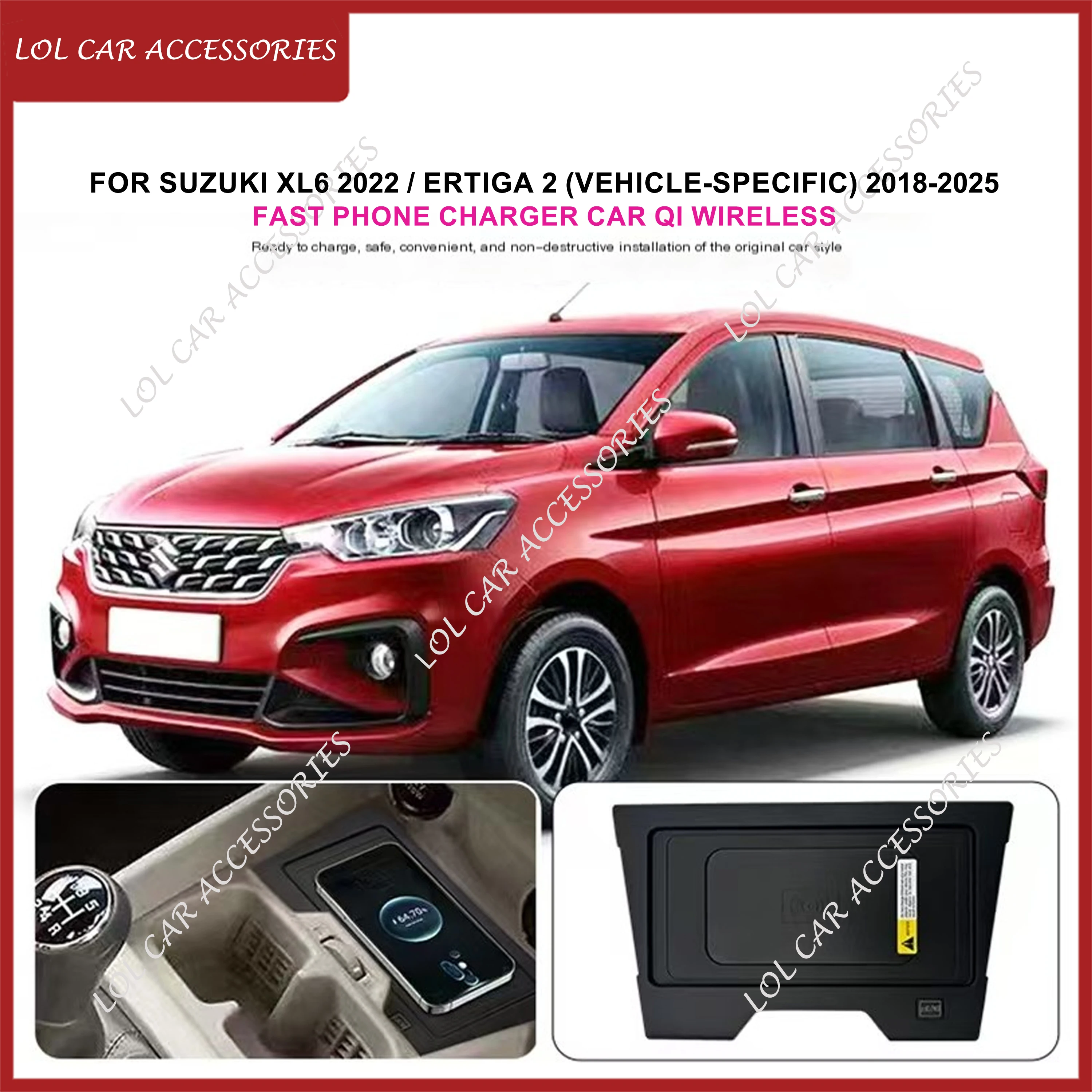 Фото Для Suzuki XL6 2022/Ertiga 2 (специальное автомобильное) 2018-2025 Быстрое зарядное устройство для телефона 15 Вт Автомобильная QI Беспроводная зарядная панель Держатель пластины №1