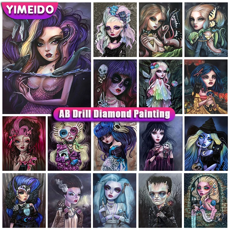 

YIMEIDO Zipper Bag 5D Diy full drill AB diamond painting kit girl cross stitch halloween mosaic diamond embroidery Cartoon Set