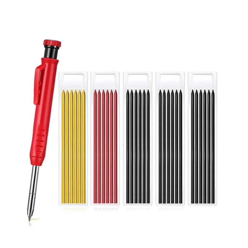

Woodworking Marking Pencil Carpenter Solid Marker Pencil Set With Built-In Sharpener Woodworker Mechanical Pencil