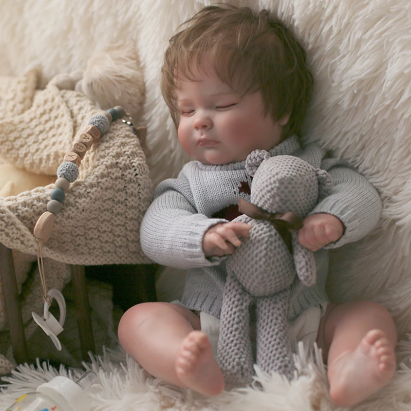 

50cm Newborn Baby Sleeping Joseph Doll Rooted Hair Toys for Kids Birthday Christmas