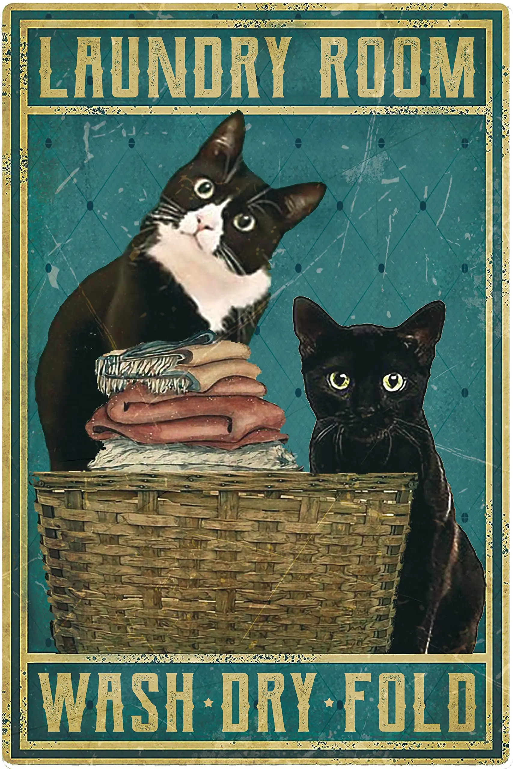 

Черная кошка винтажный металлический жестяной знак Lanudry номер знак забавный кот для дома Lanudry художественный Декор железная живопись 8x12 дюй...