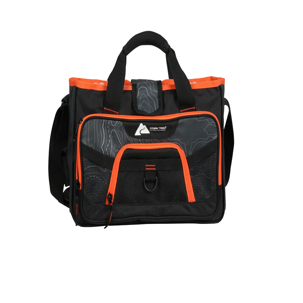 Shoreline Mesh Bottom Fishing Tackle Bag, Black Topography