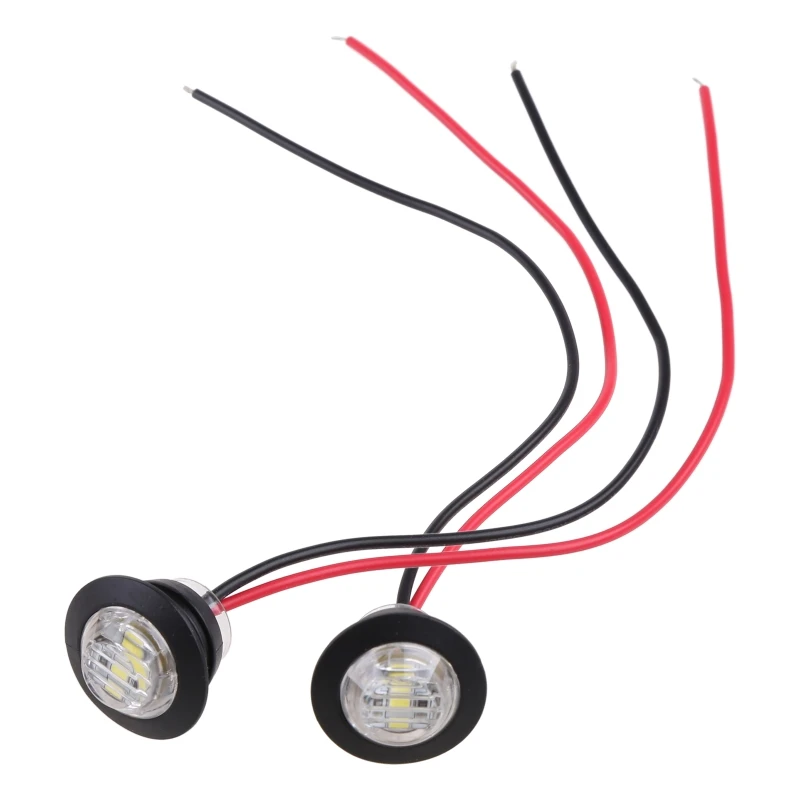 2X мини-белый 3/4-дюймовый круглый боковой 3-х светодиодный габаритный фонарь для