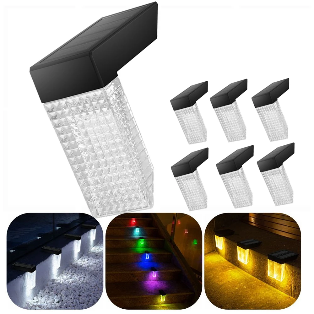 

4 Pack LED Solar Stairs Lights Waterproof Outdoor Garden Decoration Solar Deck Light Wall Light Step Lamp For Patio Railing Yard