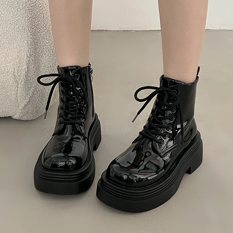 Женские ботинки до середины икры Rock Shoes белые низкие для женщин черные осенние