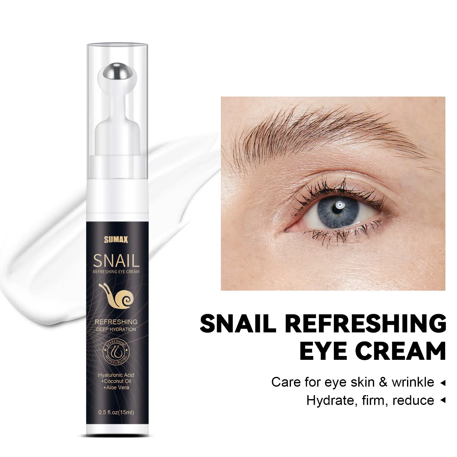 SUMAX 15 мл SNAIL REFRESHING КРЕМ для глаз Увлажняющий Питательный против отечности Темные