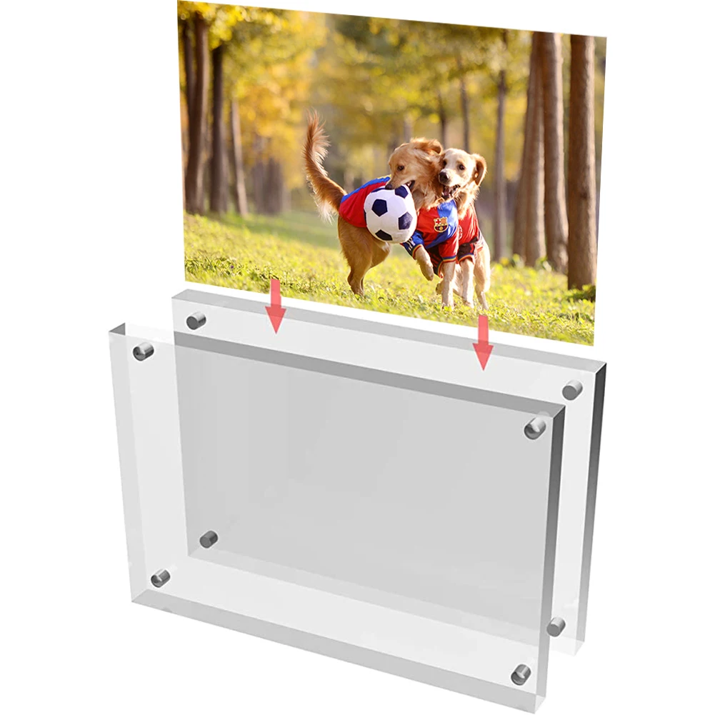 

1pcs 3/5mm Rectangle Transparent Acrylic Photo Picture Frame Magnetic Poster Display Stand For Room Desktop Home Decoration