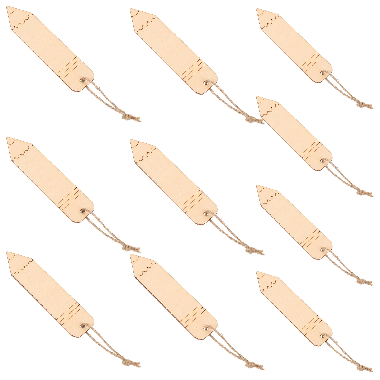 

10 Pcs Wooden Bookmark Blank Bookmarks Reading Markers Ornaments Listing Tags Rope