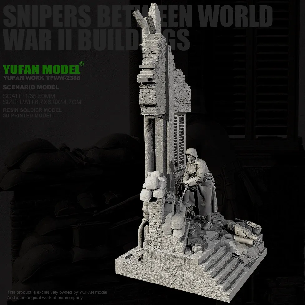 Фото YUFAN MODEL 1/35 Солдат из смолы (полный комплект), белая модель для самостоятельной сборки и покраски YFWW-2388+3D №4