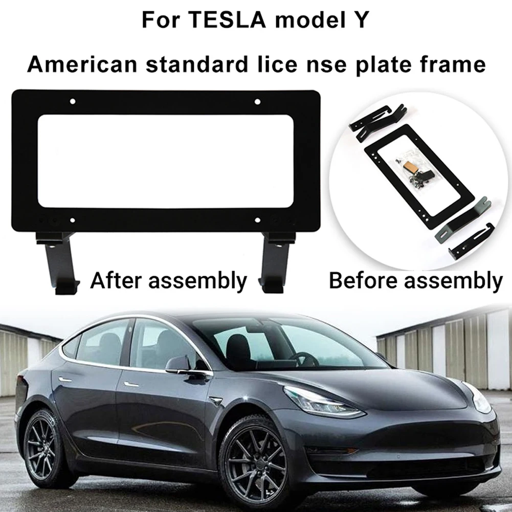

Front License Plate Holder US Car Tag Holder Cover Aluminum Alloy Auto License Frame Black for Tesla Model 3/Y 2017-2021