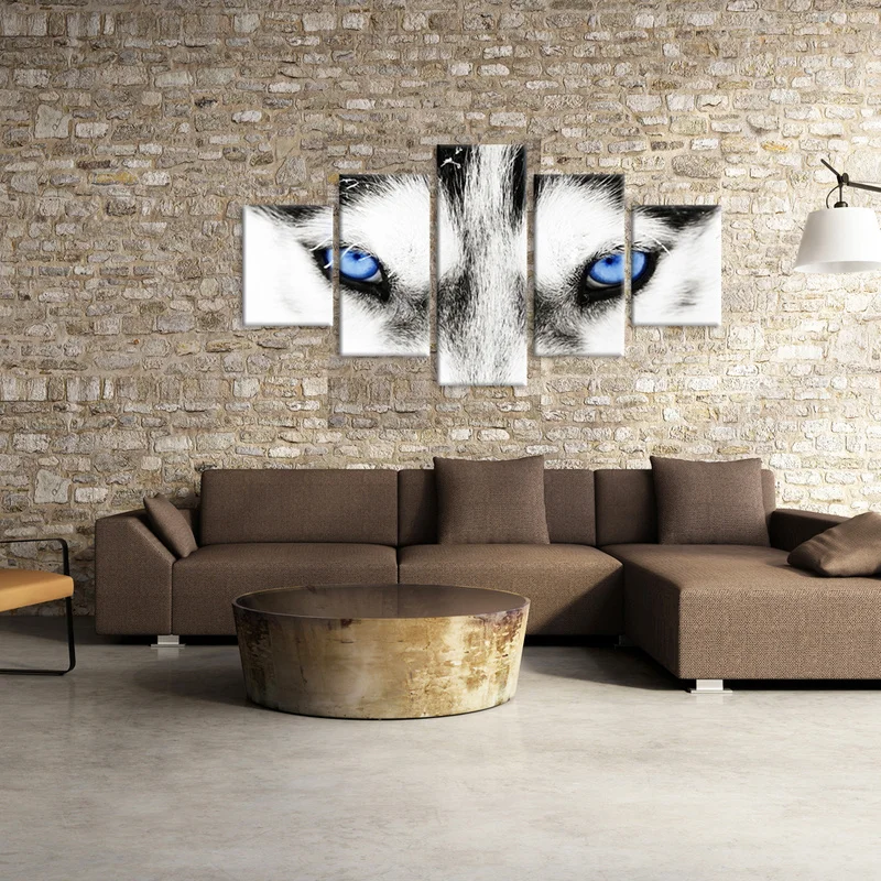 Постер с изображением Белого Волка для домашнего декора Картина на холсте синих