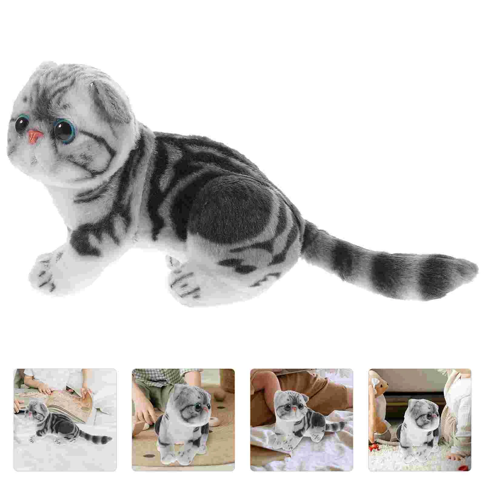 

Cat Stuffed Toy Animalpillow Plush Throw Cartoon Tabby Toys Shape Furry Sofa Pillows Cushion Sleeping Supple Kids Soothing