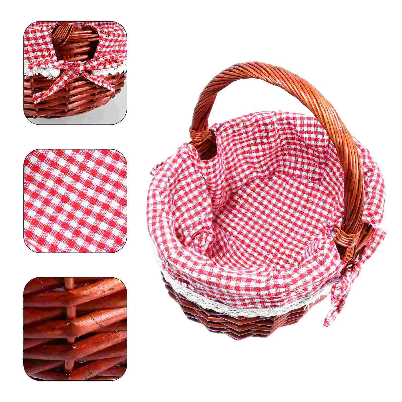 

Weave Basket Rattan Storage Basket Picnic Weaving Fruit 34x28x17cm Woven Vegetable Fabric Wicker Child