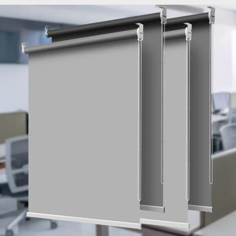 Перфорированное крепление Ручные рулонные жалюзи 100% затемнение Солнцезащитный