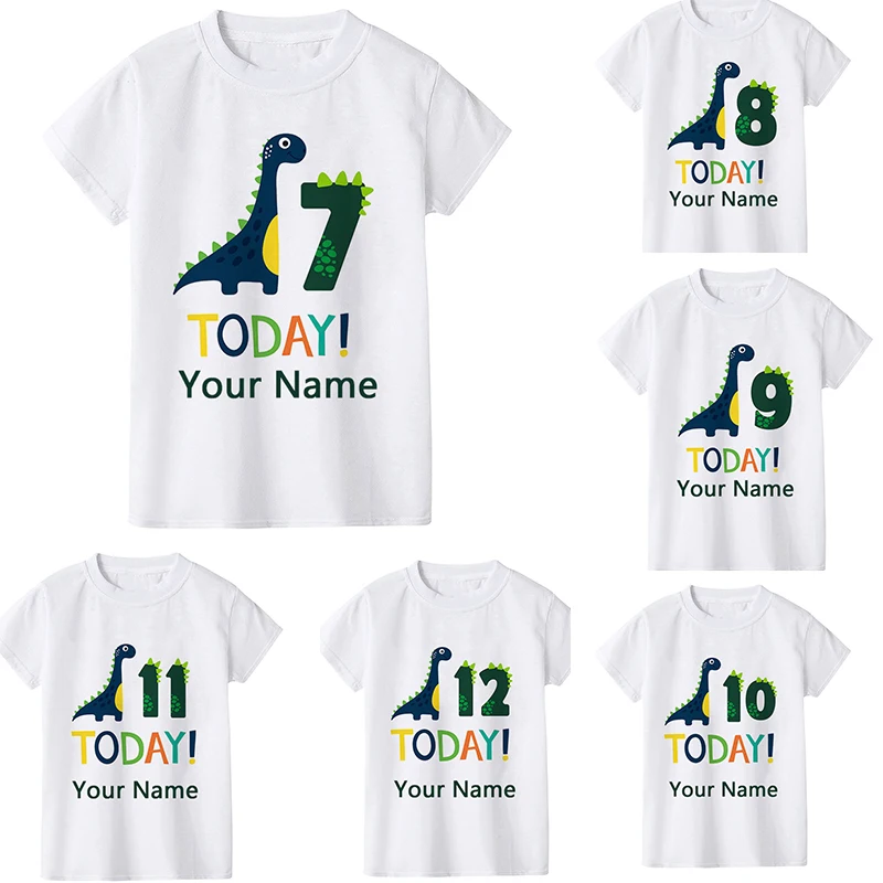 Personalised Dinosaur Birthday Boys T-shirt with Name and Age Birthday Gift Summer Clothes Baby Letter Tops Tee,Drop Ship