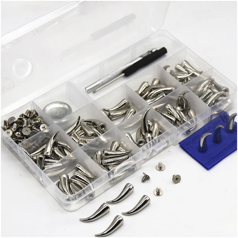 

100 Sets Chili Punk Rivets Buckles + Installation Tools Bags Shoes Jackets Accessories DIY Buttons Pet Collar Anti-bite Nails