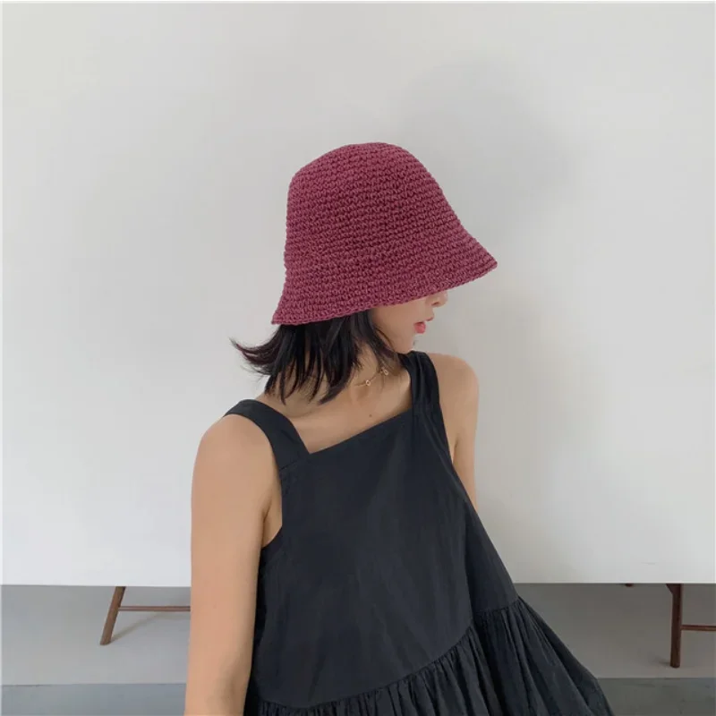 Шляпа от солнца Соломенная женская простая пляжная Панама с широкими полями и