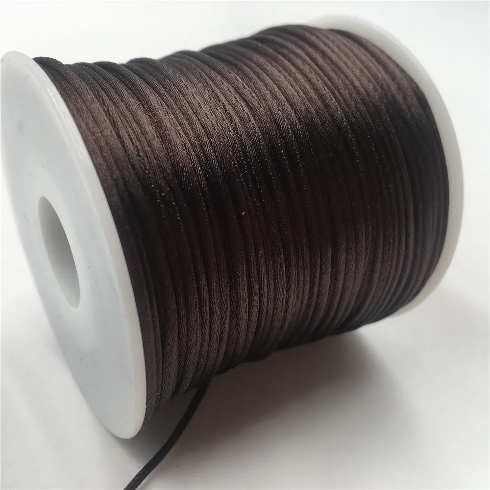 

1MM 20/50meters/Roll Coffee Chinese Knot Cord Macrame Silk Strong Braided Satin Rope DIY Making Beading Thread Wire