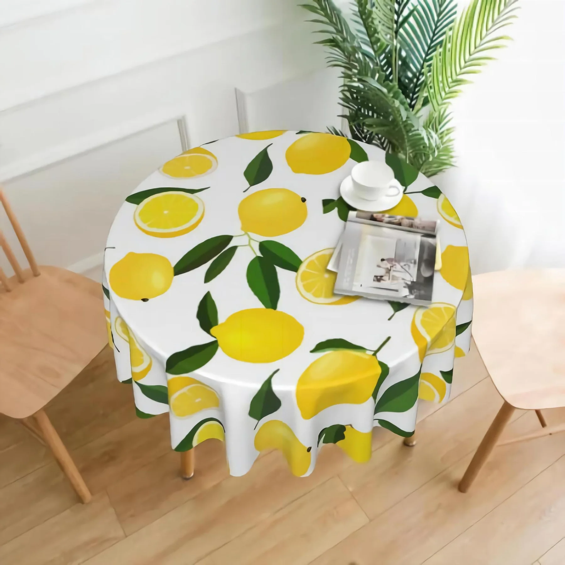

Круглая скатерть из полиэстера с лимоном, 60 дюймов