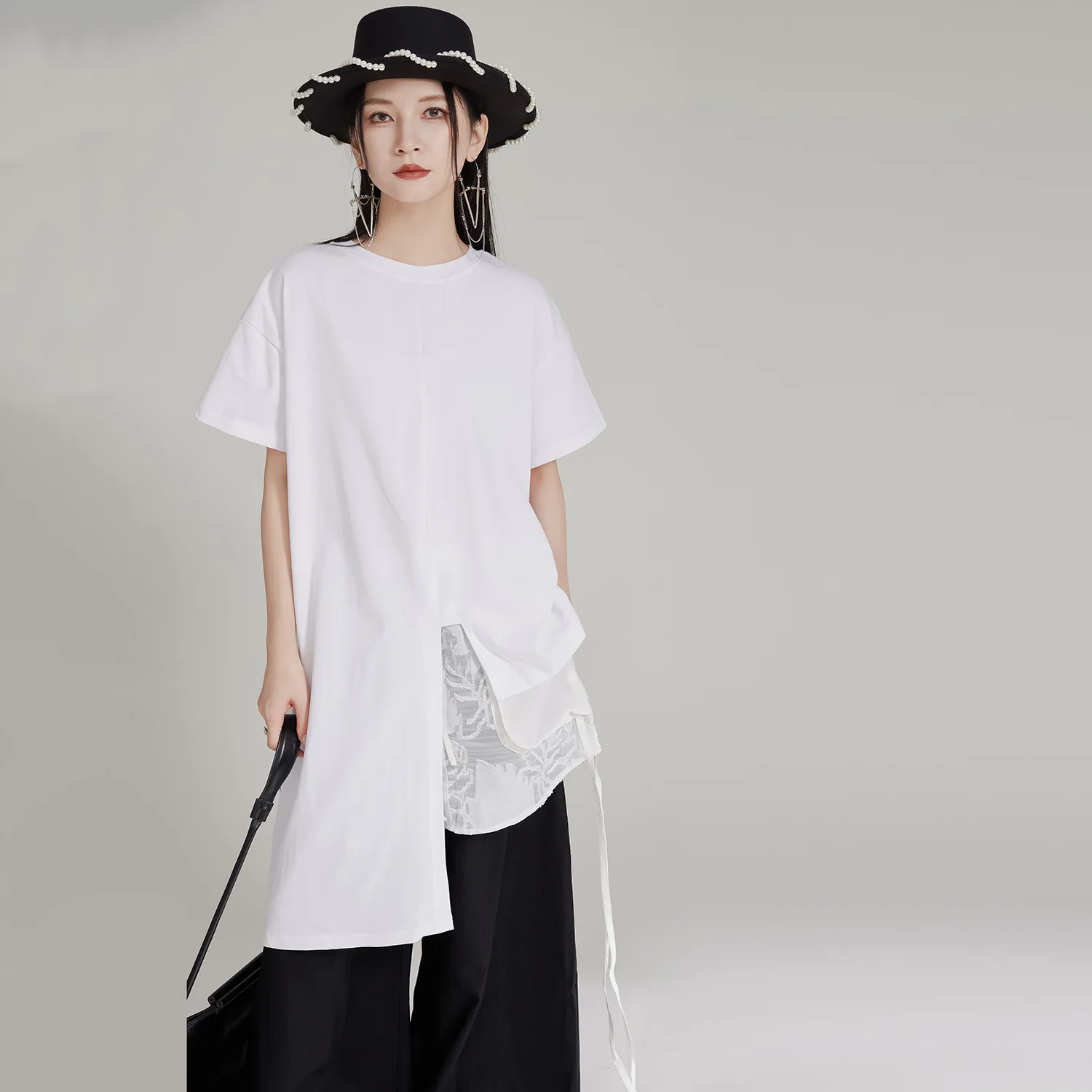 Женская футболка с коротким рукавом и круглым вырезом однотонная свободная