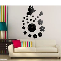 mirror acrylic wall clock diy mute wall sticker digital clock 3d butterfly wall clock living room wall decoration my melody